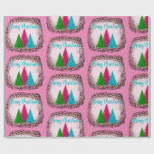 ピンクのメリークリスマス ラッピングペーパー (フラット)