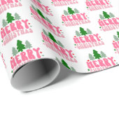 ピンクのメリークリスマス ラッピングペーパー (ロールコーナー)