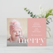 ピンクのメリー写真クリスマスカードの休日の挨拶 シーズンカード (スタンド正面)