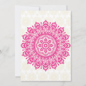 ピンクのメルディ曼荼羅かわいいインディアンガールマンガ 招待状 (裏面)