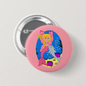 ピンクのメルファリーとドルフィンボタンをアリエル 缶バッジ (正面&裏面)