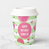 ピンクのメロンで1つ、女の子の夏の最初の誕生日 紙コップ (裏面)