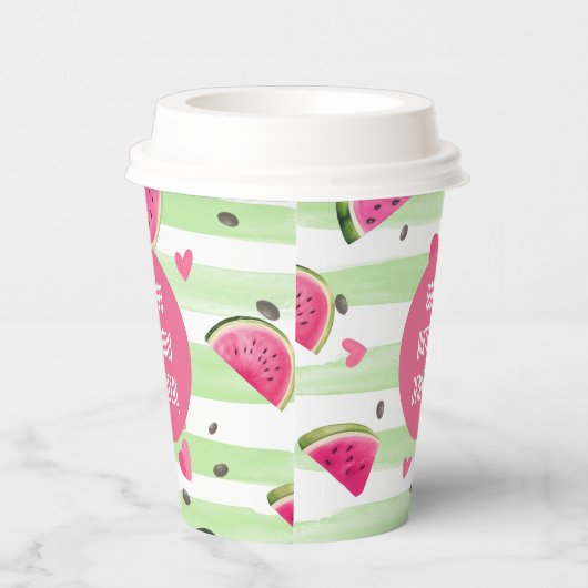 ピンクのメロンで1つ、女の子の夏の最初の誕生日 紙コップ (右)
