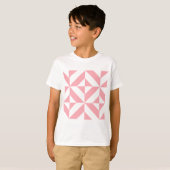 ピンクのメロン幾何学的なデコキューブパターン Tシャツ (正面フル)