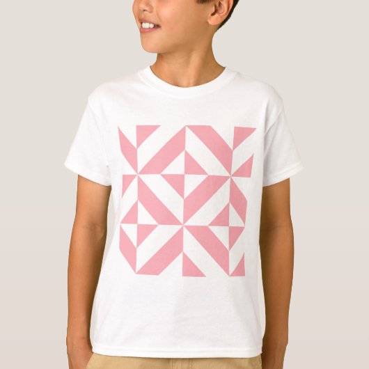 ピンクのメロン幾何学的なデコキューブパターン Tシャツ (正面)