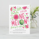 ピンクのメロン、夏のフルーツかわいいスイカ 招待状 (スタンド正面)