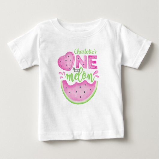 ピンクのメロン 1歳の誕生日ベビーTシャツ ベビーTシャツ (正面)