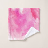 ピンクのメープルリーフの水色の洗い物とモノグラム バスタオルセット (ウォッシュタオル)