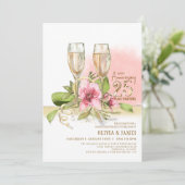 ピンクのモクレンを使った華やかな結婚25周年記念 招待状 (スタンド正面)
