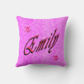ピンクのモザイクのエミリー、名前、ロゴ クッション (裏面)