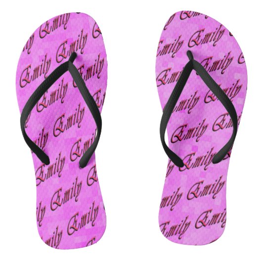 ピンクのモザイクのエミリー、名前、ロゴ ビーチサンダル (ソール)