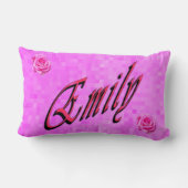 ピンクのモザイクのエミリー、名前、ロゴ ランバークッション (裏面)