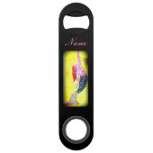 ピンクのモザイクの人魚が泳いでいる スピード栓抜き (裏面)