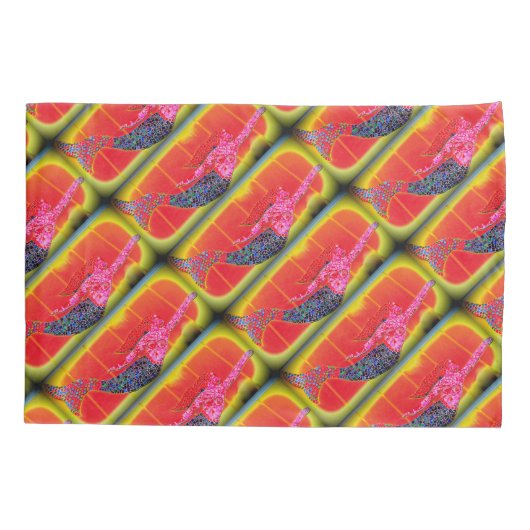 ピンクのモザイクの人魚のパターン 枕カバー (裏面)