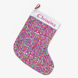 ピンクのモザイクタイル大きなクリスマスストッキング ラージクリスマスストッキング