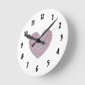 ピンクのモザイクハートの柱時計 ラウンド壁時計 (傾斜)