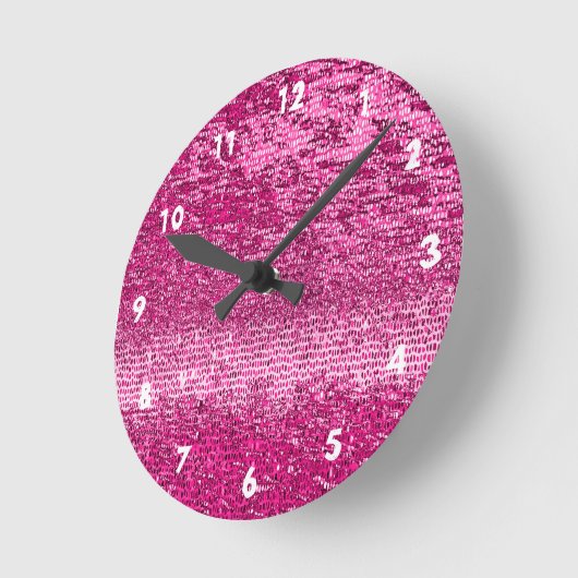 ピンクのモザイク模様 ラウンド壁時計 (傾斜)
