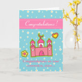 ピンクのモスクの花いっぱいのカード カード (黄色い花)