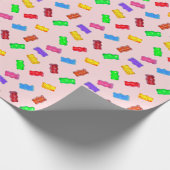 ピンクのモダンな多色のスイートベア ラッピングペーパー (角)