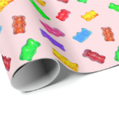 ピンクのモダンな多色のスイートベア ラッピングペーパー (ロールコーナー)