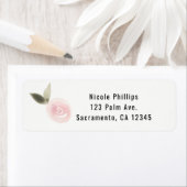 ピンクのモダンな水彩画のばら色の花の結婚式の引き出物 ラベル (インサイチュ)