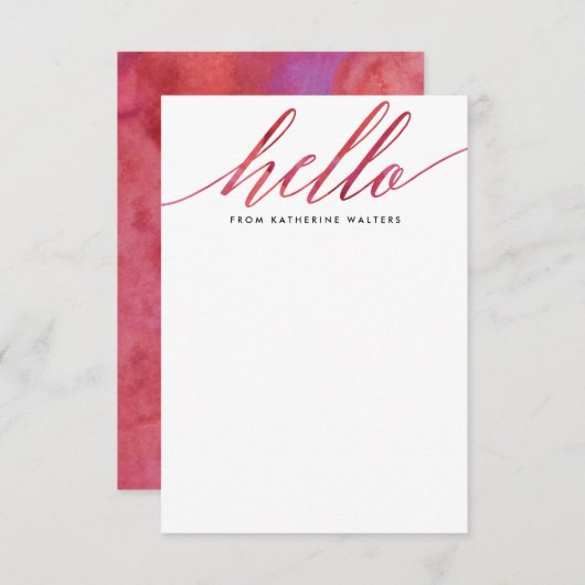 ピンクのモダンな水彩画の書道の文房具 ノートカード (正面/裏面)