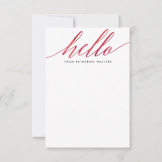 ピンクのモダンな水彩画の書道の文房具 ノートカード