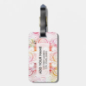 ピンクのモダンな水彩画の洗浄珊瑚の花の曼荼羅 ラゲッジタグ (裏面縦)