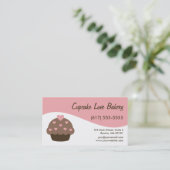 ピンクのモダンな渦巻のカップケーキの名刺 名刺 (スタンド正面)