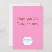 ピンクのモダンな猿の女の子の誕生会の招待 招待状 (裏面)