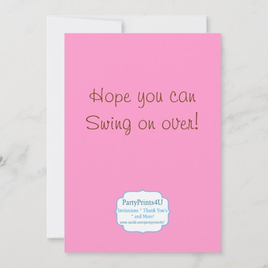 ピンクのモダンな猿の女の子の誕生会の招待 招待状