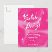 ピンクのモダンな結婚前お祝い会の招待状 案内ポストカード (正面/裏面)