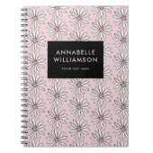 ピンクのモダンな花のデイジー ノートブック (正面)