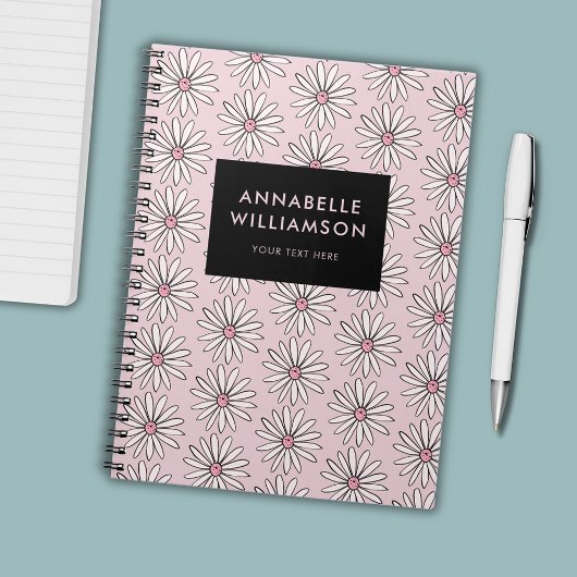 ピンクのモダンな花のデイジー ノートブック