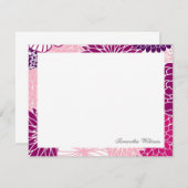 ピンクのモダンな花柄のフラットな感謝カード 招待状 (正面/裏面)