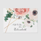 ピンクのモダンサンゴフローラの水の色をパーソナライズ 薄葉紙 (正面)