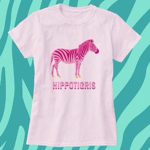ピンクのモダンゼブラミニマルシルエット Tシャツ