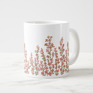 ピンクのモダンフローラ開花 ジャンボコーヒーマグカップ