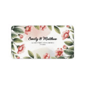 ピンクのモダンフローラ・デザイナの差出人住所ラベル ラベル (正面)