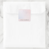 ピンクのモダンホログラフィックドットパターン スクエアシール (バッグ)