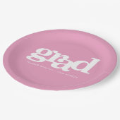 ピンクのモダン卒業はっきりしたシンプルタイポグラフィ名 ペーパープレート (アングル)