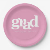 ピンクのモダン卒業はっきりしたシンプルタイポグラフィ名 ペーパープレート (正面)
