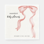 ピンクのモダン弓エレガント女の子の赤ちゃんシャワー スタンダードランチョンナプキン (正面)