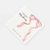 ピンクのモダン弓エレガント女の子の赤ちゃんシャワー スタンダードランチョンナプキン (角)