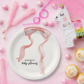 ピンクのモダン弓エレガント女の子の赤ちゃんシャワー ペーパープレート (パーティー)
