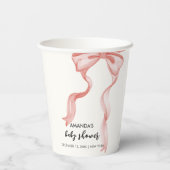 ピンクのモダン弓エレガント女の子の赤ちゃんシャワー 紙コップ (裏面)