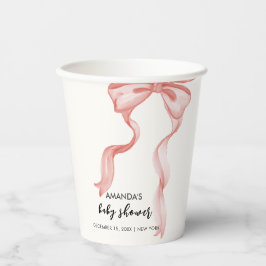 ピンクのモダン弓エレガント女の子の赤ちゃんシャワー 紙コップ