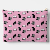 ピンクのモダン本の書誌模様 アクセサリーポーチ (裏面)