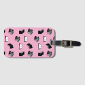ピンクのモダン本の書誌模様 ラゲッジタグ (正面横)