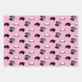 ピンクのモダン本の書誌模様 ラッピングペーパーシート (正面)